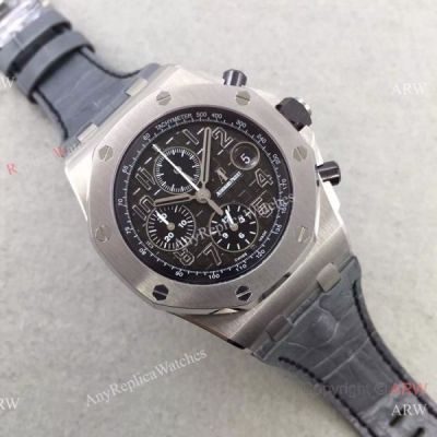 Swiss Grade Audemars Piguet Replica Watch SS Black Chronograph Leather